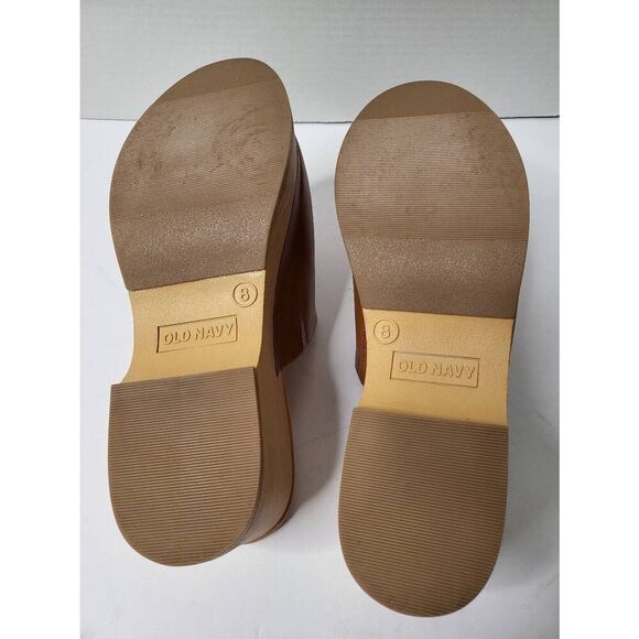Old Navy Faux Leather Classic Clog Platform Mule Brown Comfort Size 8 Slip on - Picture 6 of 11